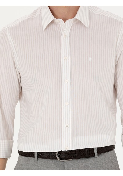 Cacharel Bej Slim Fit Uzun Kollu Gömlek