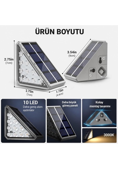 Tr 6'li Solar Basamak Işığı 10 Led Güneş Enerjili Merdiven Bahçe Aydınlatması
