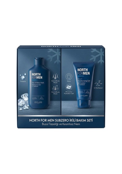 North For Men Subzero Saç Ve Vücut Şampuanı + North For Men Subzero 2'si 1 Arada Nemlendirici Jel Normal