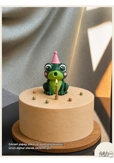 Dailyboo Creates Mum Üfleyen Kurbağa Pasta Süsü-doğum Günü,parti,pasta Süsleme-figür Oyuncak 0 - 20