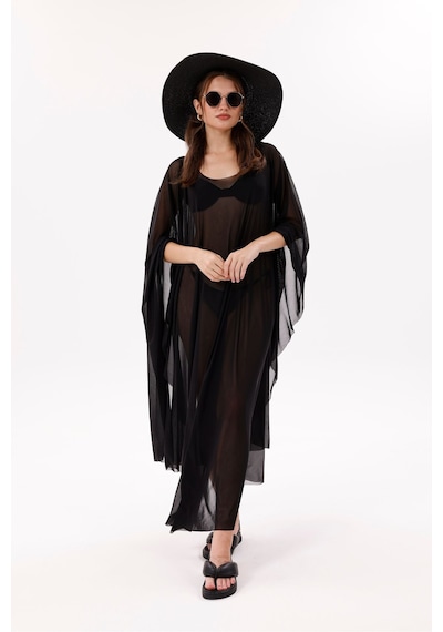 Tarzını Seç Kimono Pareo - Tesettür Pareo - Esnek Likralı Tül Siyah 240x135 Cm Çok Renkli