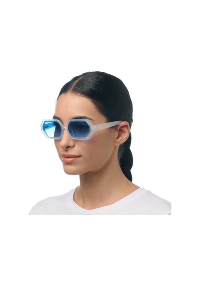 Okkia Andrea Altıgen Unisex Güneş Gözlüğübeyaz / Lens : Mavi Beyaz