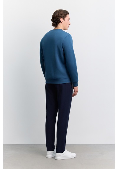 Avva Erkek İndigo Bisiklet Yaka 3 İplik Şardonlu -5 Dereceye Dayanıklı Regular Fit Sweatshirt A62y1291