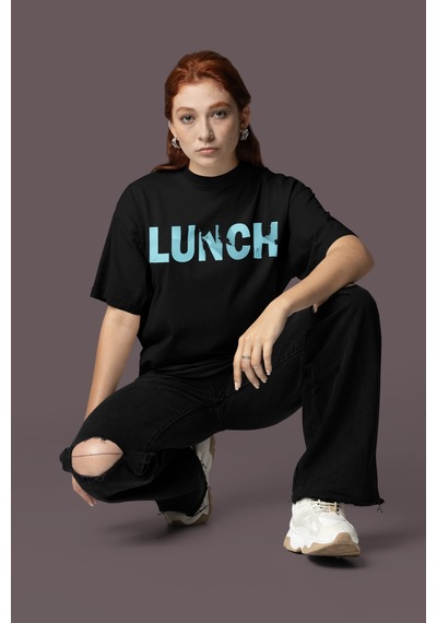 Sevbano Billie Eilish Lunch Sırt Baskılı Unisex Oversize Şarkıcı Tişört Siyah