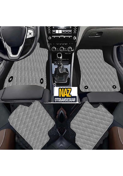 Audi A3 2013-2020 Hb Uyumlu Gri Dikişli Gri Deri Paspas