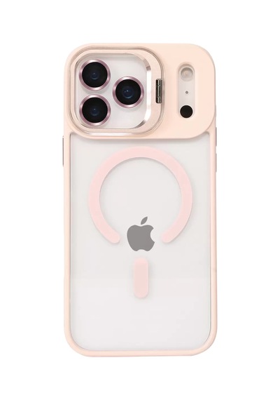 Joko Apple iPhone Uyumlu  17 Pro Uyumlu Remim Lensli Magsafe Standlı Kapak - Pembe