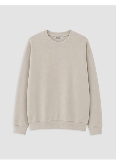 Lcw Vision Bej Bisiklet Yaka Erkek Sweatshirt