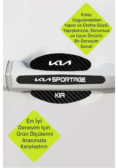 Kia Sportage Kapı Kolu Karbon Folyo Seti Sportage Modeline Özel Dayanıklı 8 Parça Koruyucu Ürün