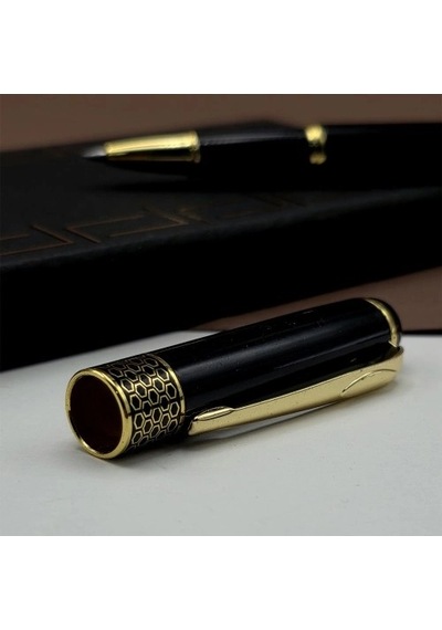 Hubrendy Emin Gold İşlemeli Siyah Metal Roller Kalem