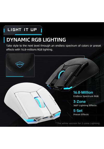 Şarj Edilebilir Kablosuz Oyun Faresi, 26.000 Dpı, Paw3395 Sensör, Ultra Hafif, 6 Programlanabilir Düğme, Rgb Aydınlatma, Uzun Pil Ömrü, Pc/mac İçin Kablosuz Oyun Faresi
