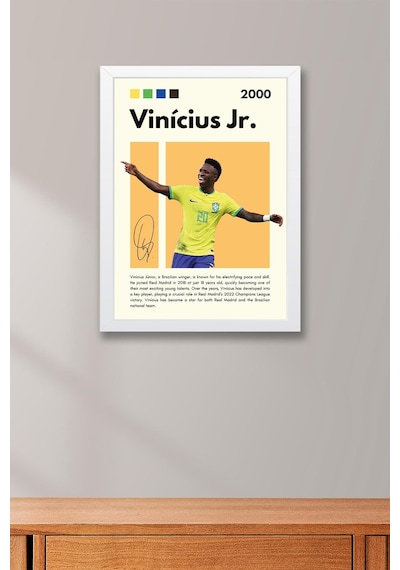 Vinicius Junior Çerçeveli Tablo - Dekoratif Çerçeveli Futbolcu Poster Tablo