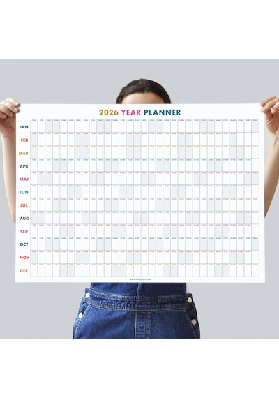 2027 Yıllık Planlayıcı Duvar Takvimi, 2027 Yıllık Duvar Takvimi, Rengarenk Minimalist Tasarım