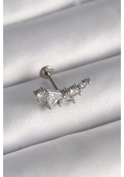 316l Çelik Gümüş Renk Zirkon Taşlı Tragus Piercing Diğer 60496076