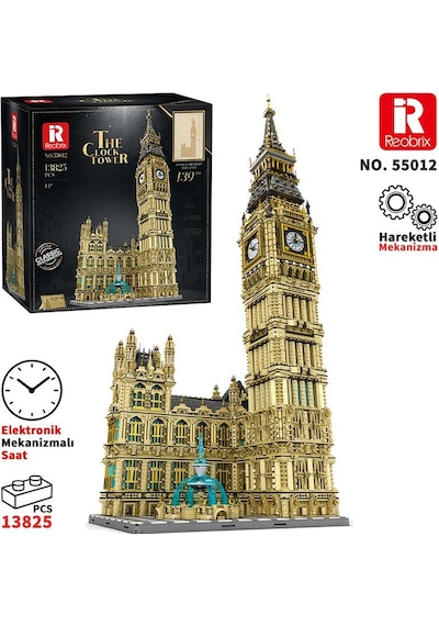 Reobrix 55012 Saat Kulesi Big Ben Yaratıcı Yapı Blok Seti Building Blocks The Clock Tower -13825parça