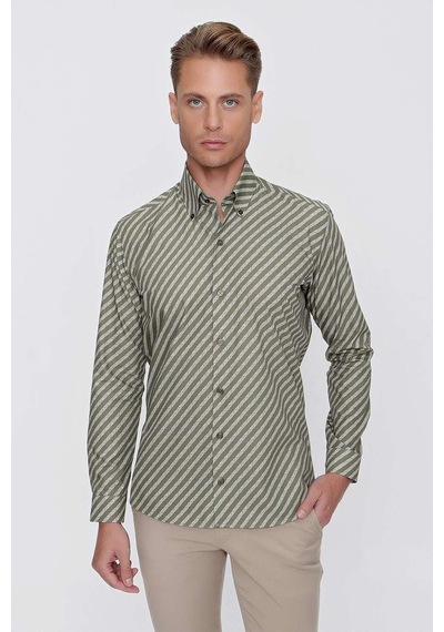 Efor G 1517 Slim Fit Haki Spor Gömlek Haki