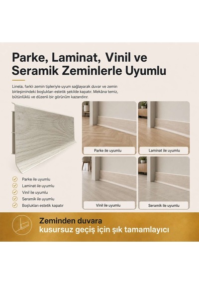 Linela Suya Dayanıklı Pvc Süpürgelik 8 Cm - Brisbane Meşe - Lnl408