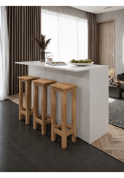 Gora Tabure - 40cm - Bar Sandalyesi - Bar Taburesi Atlantik Çam