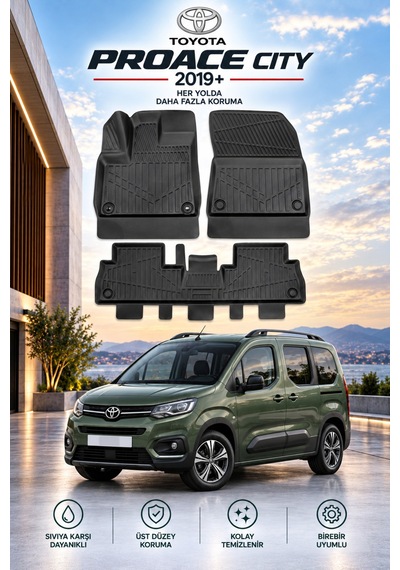 Toyota Proace City 2019+ Aracınıza Özel Üretim Havuzlu Paspas Takımı A+ -mod-