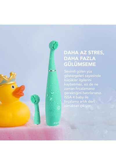 Issa 4 Baby Silikon Sonic Diş Fırçası Seti, Çift Taraflı Kıllar, Eğlenceli Gülümseme Özelliği, Hassas Ma
