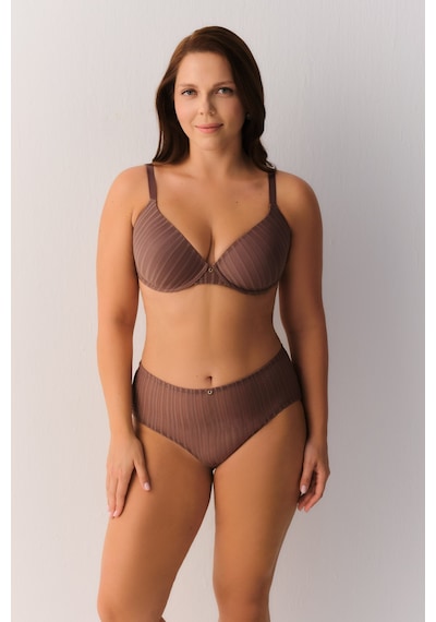 Suwen Stripe Basic Yüksek Bel Slip Külot Sw4030100 Vizon