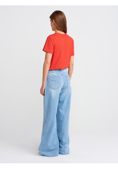 Dilvin 71788 Loose Fit Denim Pantolon-açık Mavi Açık Mavi