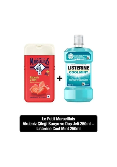 Le Petit Marseillais Akdeniz Çileği Banyo ve Duş Jeli 250 ML + Listerine Cool Mint 250 ML