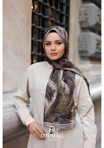Mimiyum Authera Desen Soft Şal Kum Yeşili