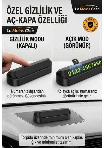 Audi A3 Ambition Araç Park Numaratörü Mıknatıslı Aç Kapa Telefon Numaralığı