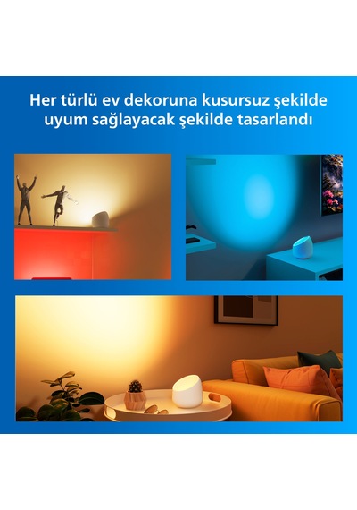 Philips Smart Lighting Squire Lite Akıllı Masa Lambası - Beyaz - Google Home, Alexa, Homekit Ve Matter Uyumlu Çok Renkli