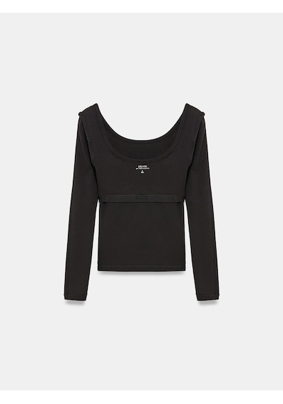 Dilvin 33237 Bra-free Uzun Kollu Top Siyah