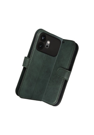 Huawei Honor 600 Kılıf Deri Deluxe Cüzdanlı Kapaklı Case Yeşil