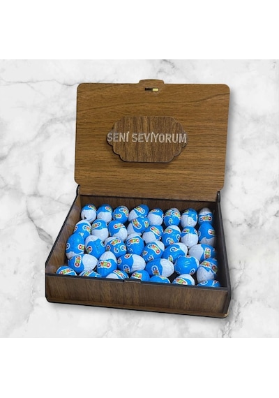 Ozmo Mini Yumurta Seni Seviyorum Yazılı Ahşap Hediye Kutusu 35 Adet Yumurta Sevdiklerinize Hediye Ozmo Mini Eggs Ahşap Kutulu