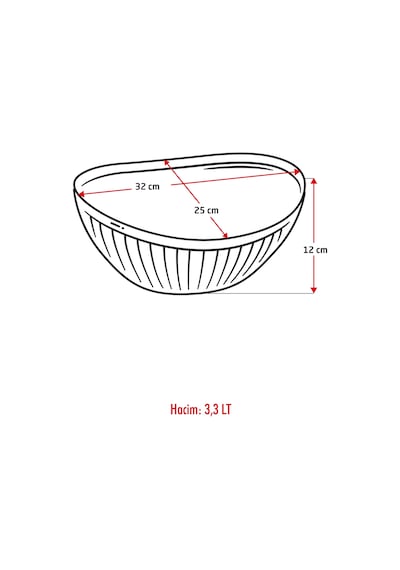 Akrilik Barok Şeffaf Büyük Oval Meyve & Salata Kasesi & Karıştırma Kabı / 3,3 Lt Cam Değildir