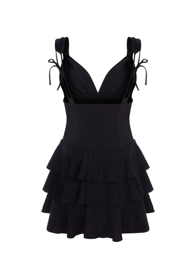 Sagaza Studio Ss6070 Korse Detaylı Mini Elbise Siyah
