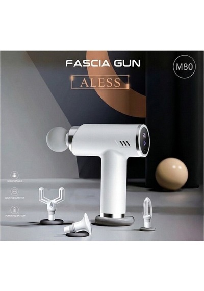 Aless Fascıa Gun Masaj Aleti M80 3 Başlıklı Profesyonel Masaj Tabancası Açık Bej