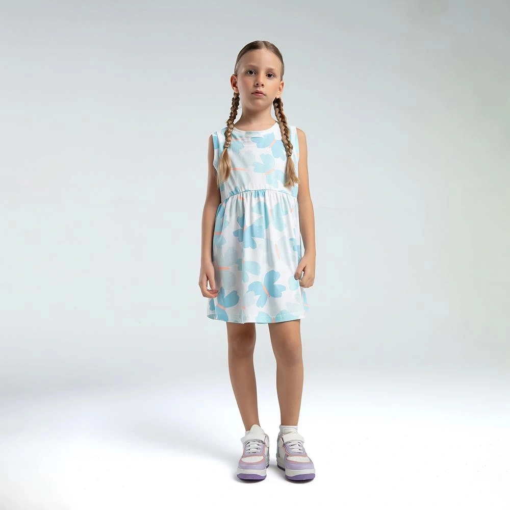 Rolypoly 3598c Kız Çocuk Yazlık Elbise Beyaz/açık Mavi