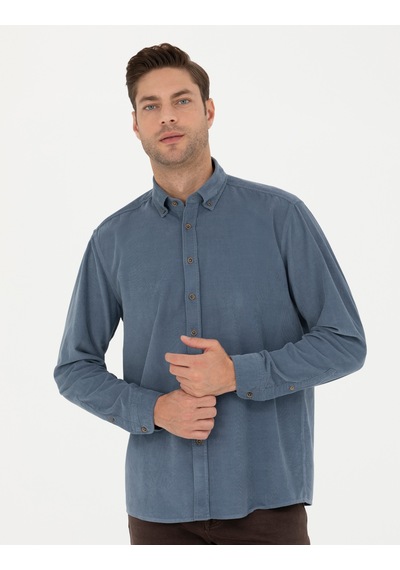 Pierre Cardin Saks Regular Fit Uzun Kollu Gömlek 50274112 Vr032 Koyu Mavi