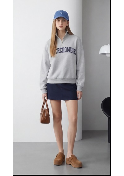 Modeva Global Kadın Gri Yarım Fermuarlı Oversize Sweatshirt Baskılı, Yumuşak Dokulu, Günlük & Spor Şık Açık Gri Modeva Global Kadın Gri Yarım Fermuarlı Oversize Sweatshirt Baskılı, Yumuşak Dokulu, Günlük & Spor Şık Açık Gri