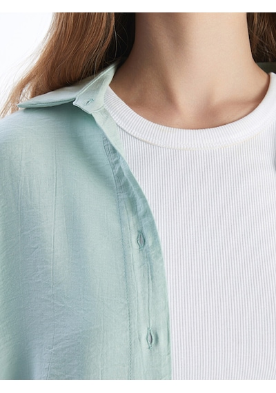 Lcwaıkıkı Classic Turkuaz Oversize Kadın Gömlek Tunik