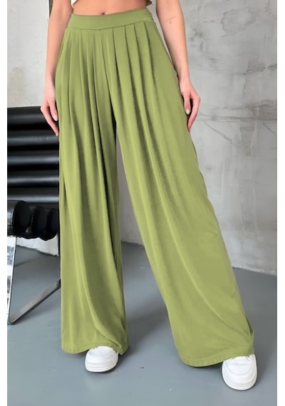 Feela Moda Premium Modal Kumaş Pileli Şalvar Kadın Pantolon 2012 Haki Feela Moda Premium Modal Kumaş Pileli Şalvar Kadın Pantolon 2012 Haki
