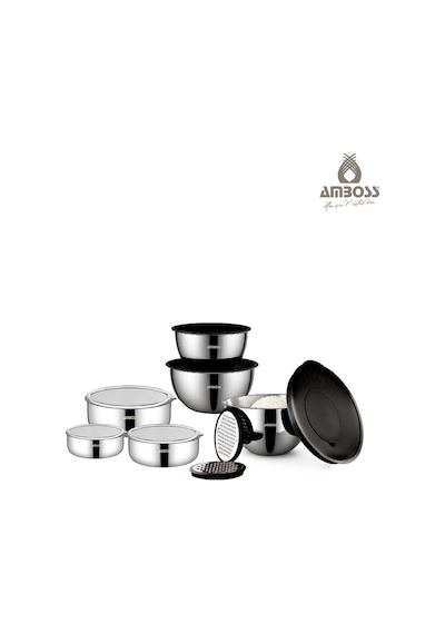 Mıxkeep Pro 15 Parça Paslanmaz Çelik Karıştırma Kabı & Saklama Kabı Grİ
