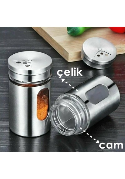 Transformacion Cam+çelik Tuzluk Biberlik Karabiberlik 3 Farklı Delikli 12 Li Set 721946 Diğer