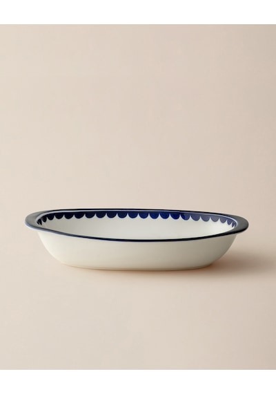 Madame Coco Reve Bleu Tierra Oval Tabak - 22 Cm - Mavi/beyaz 8684427225370 Çok Renkli