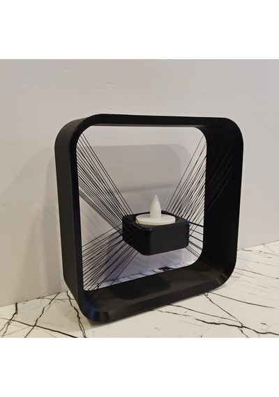Masa Lambası 3 D Baskı - Kare- Siyah-