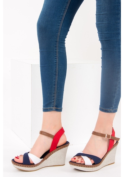 Fox Shoes Laci/beyaz/kırmızı Kadın Dolgu Topuklu Ayakkabı 9674040205 Laci