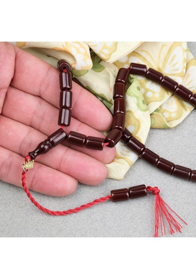 Omari Sıkma Kehribar Yumuşak Kesme Kesim Sistemli 7.5x10.5mm Tesbih 58465750