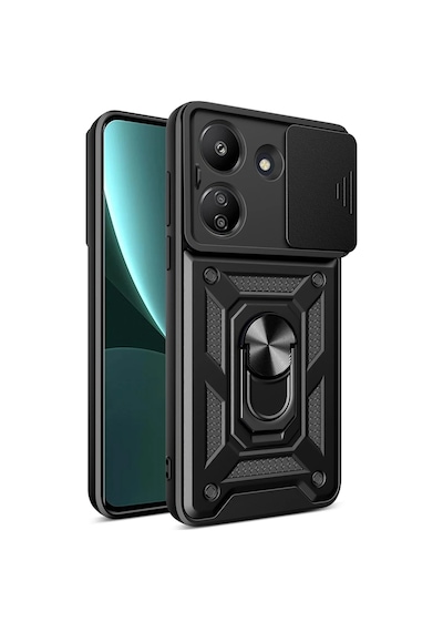 Mey İthalat Redmi 13c Kılıf Pars Lens Yüzüklü Silikon - Siyah