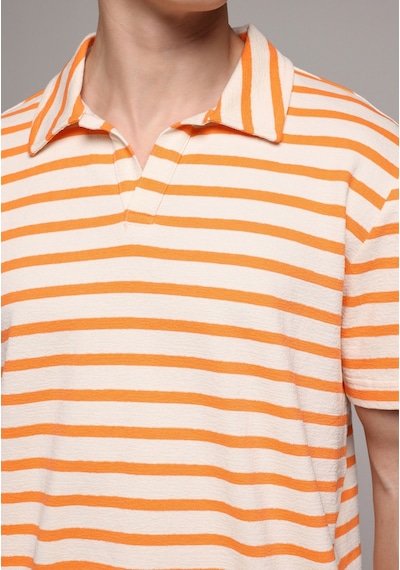 Colin's Colins Regular Fit Polo Yaka Çizgili Erkek Turuncu Kısa Kol Tişört Cl1080251 Q1.v2 Ora