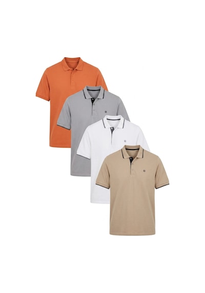Buratti Pamuklu Regular Fit Düğmeli Polo Yaka 4'Lü Paket T Shirt Erkek Polo Yaka T Shirt 590211827S4 Beyaz-Taş-Vizon-Tarçın