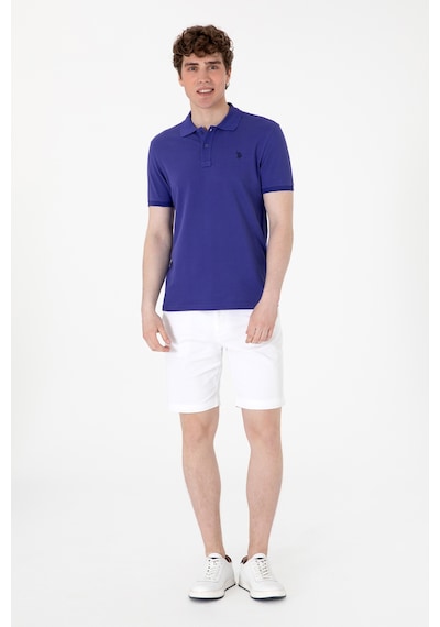 U.S. Polo Assn. Erkek Slim Fit Polo Yaka Mavi Basic Tişört 50297984-VR212